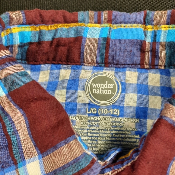 Boys plaid button down shirt with lining size L/G 10/12 - Picture 5 of 6